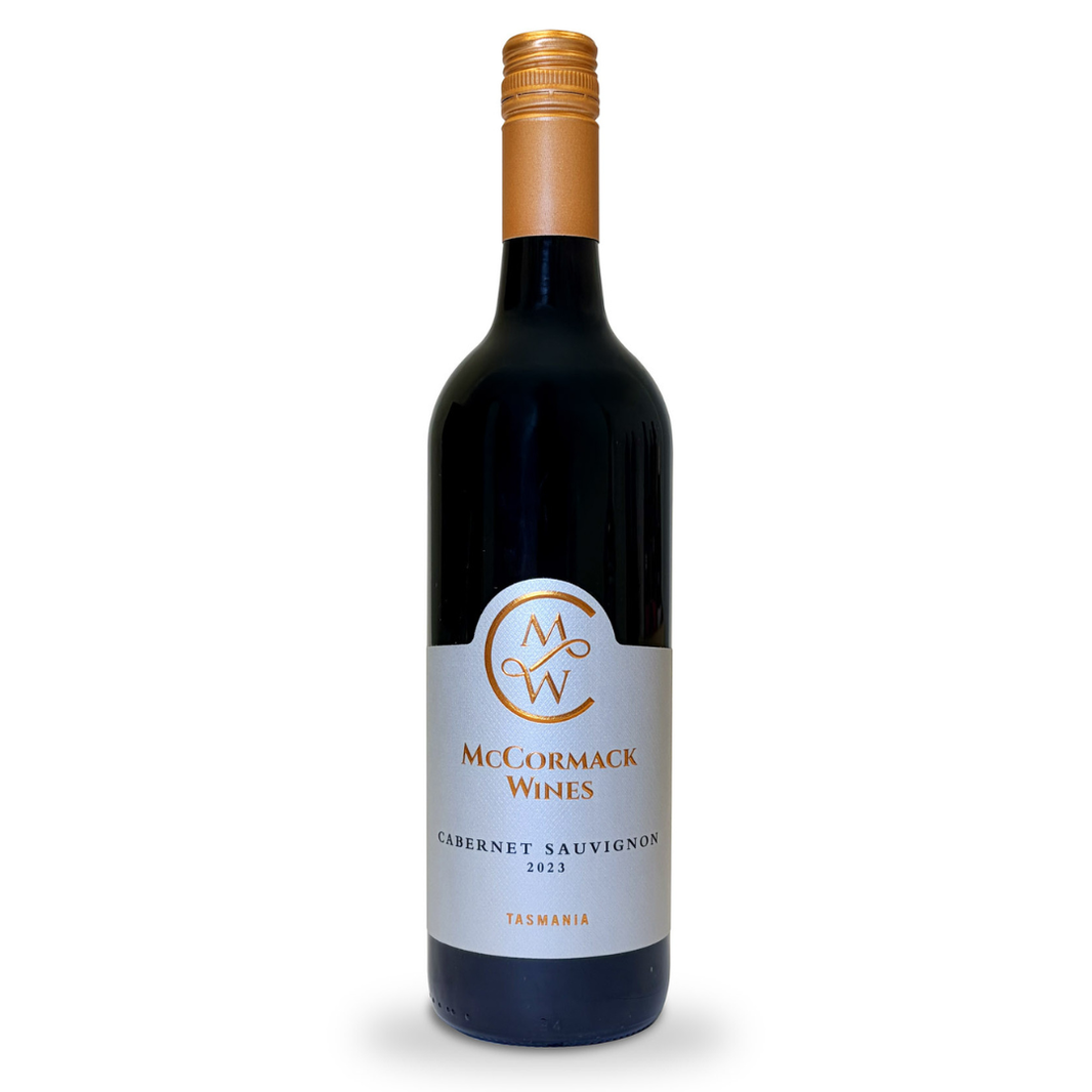 A bottle of McCormack Wines 2023 Cabernet Sauvignon against a white background