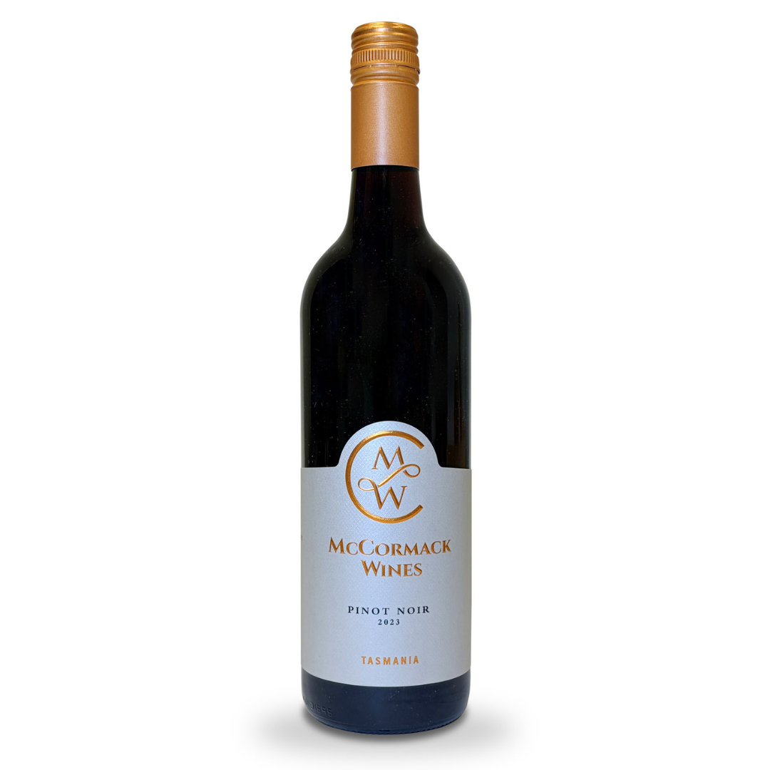 Bottle of McCormack Wines 2023 Pinot Noir on a white background